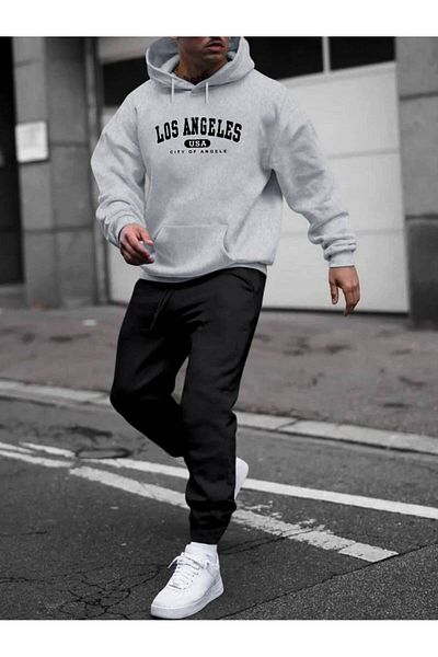 CAST COLLECTİON Ανδρική φόρμα Los Angeles Grey Sweat Μαύρη φόρμα