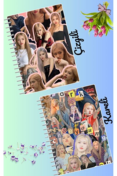 animeandyourworld Rose blackpink defter seti 2 adet A4 boyutu 21*30 çizgili +...