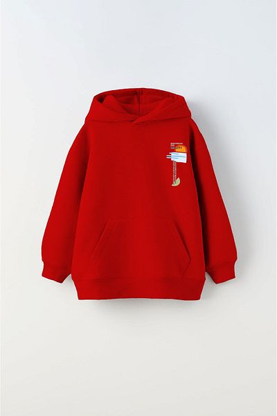 The Champ Clothing Червен унисекс детски суичър с качулка - полярна форма, стилен принт