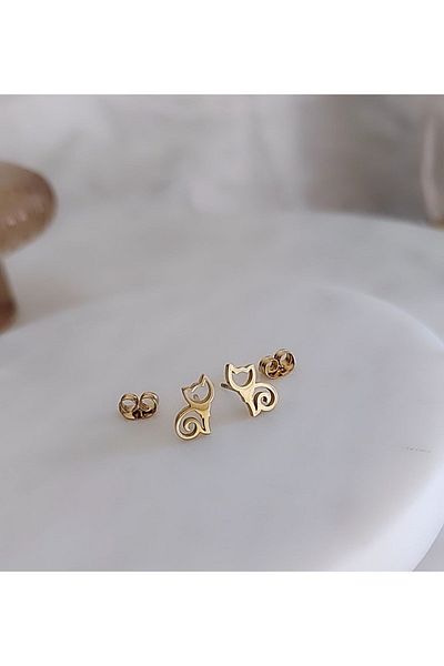 Atölye Eliz 316L Stainless Steel Sagaza Cat Earrings