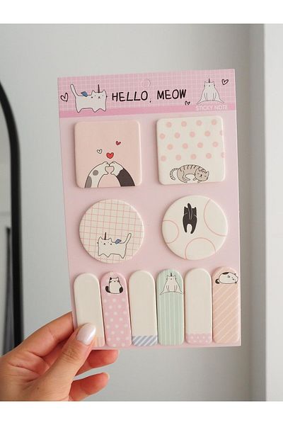 Planet Butik Pink Cat Designed Post-it Set