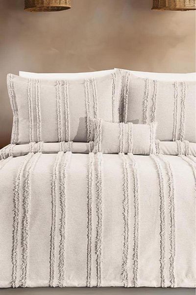 Çeyiz Diyarı Ways Chenille Cream Color Double Bedspread