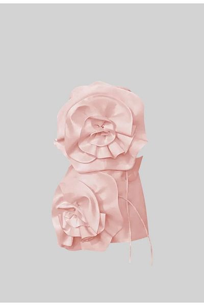 nish for you Three Dimensional Pink Flower Detailed Mini Dress