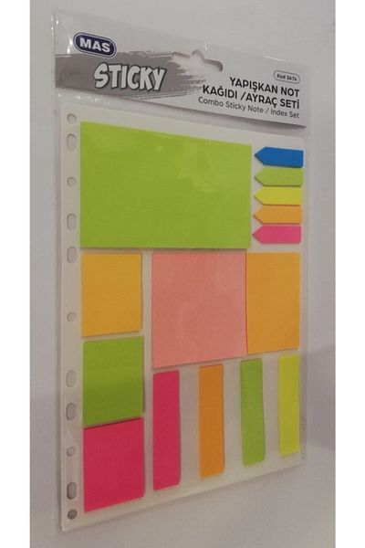 Mas Combo Adhesive Note Paper Mixed Set 18 Sheets
