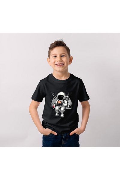 Let's Wear Черна тениска за момчета/момичета с принт на астронавтите на NASA