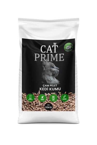 CAT PRİME Kedi Kumu %100 Organik Çam Kokulu Çam Peleti 6 mm 40 lt (20kg)