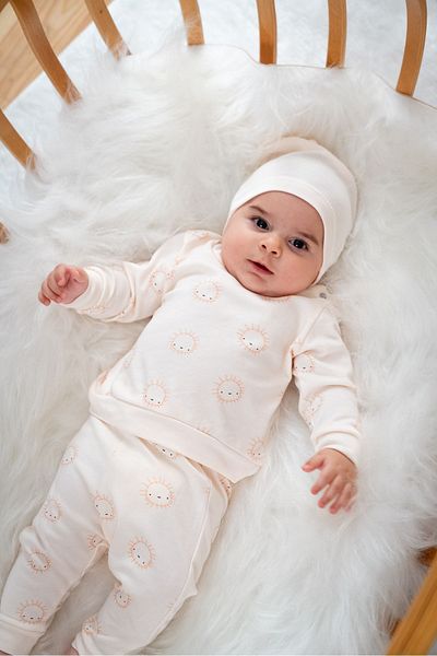 H HONEY BABY Sun Printed 2-Piece Organic Fabric Set