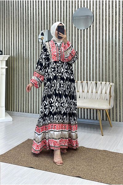 Moda Krash Yzlik Viscose Dress - Geometric Pattern