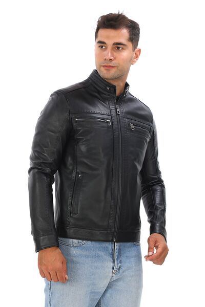 db deriburada original معطف رجالي من الجلد الطبيعي - إكسسوار ذو قاعدة وإسقاط