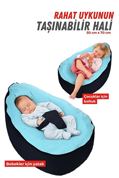XPERMATE Bebek Reflü Yatağı ,fasulye Yatak ,bebek Yatağı Fermuarlı Bebek Yatak Yıkanabilir Kılıf Mavi