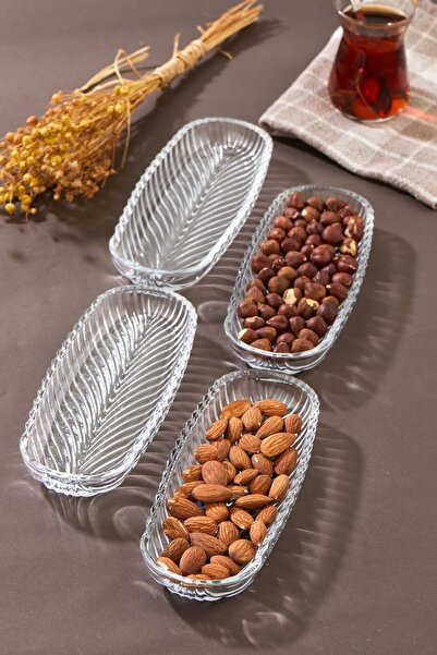 EMBazaar 4 Glass Breakfast and Fruit Plates with Snacks