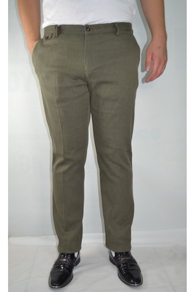 Bomonti Men's Striped Regular Cotton Trousers - Battal