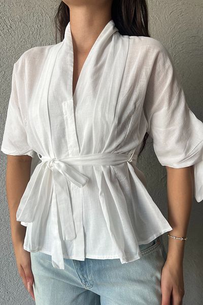 Seda Yalçın Atelier Voile Fabric White Shirt - Collar Detail