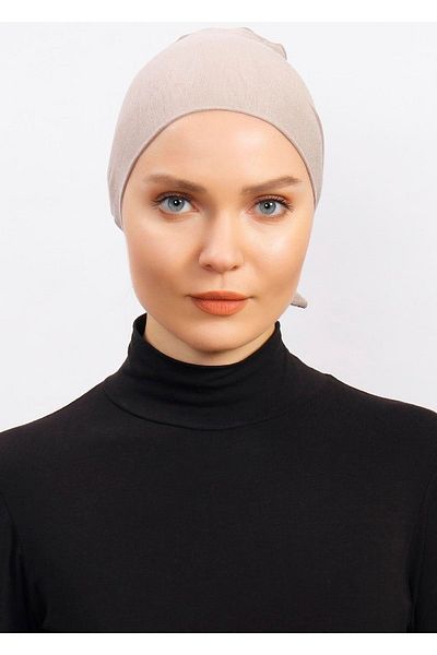 Ecardin Lycra Comfortable Non-Slip Practical Anti-Sweat Seamless Hijab Scarf Turban Ready Bonnet - Light Mink