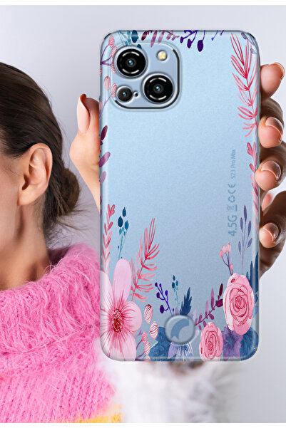 Reeder S23 Pro Max Kılıf S23 Pro Max Şeffaf Silikon Baskılı Frame