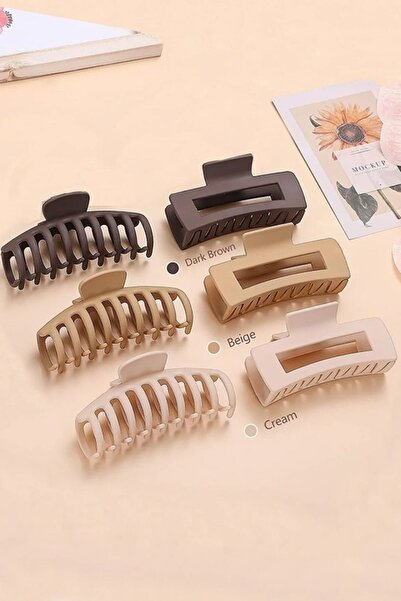 MioArt Set de 6 bucăți pentru femei, colorat cafea, cu cataramă mare Xl (CATARAMĂ PĂR CREDIT COLORAT 11 8,5 CM)