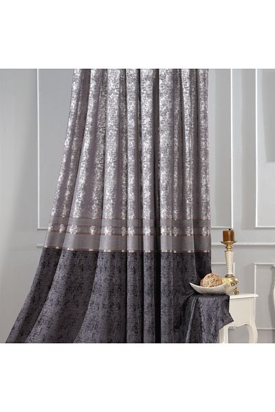 Solinas Collection Γκρι – Μαύρο Χρυσό Ριγέ Πάνελ 1 X 3 Κουρτίνα με πτυσσόμενο φόντο - Μονό Πτερύγιο