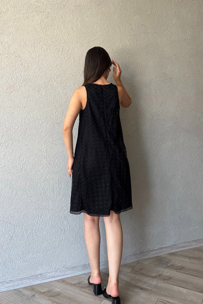 Seda Yalçın Atelier Δαντελένιο Κεντημένο Μαύρο Φόρεμα