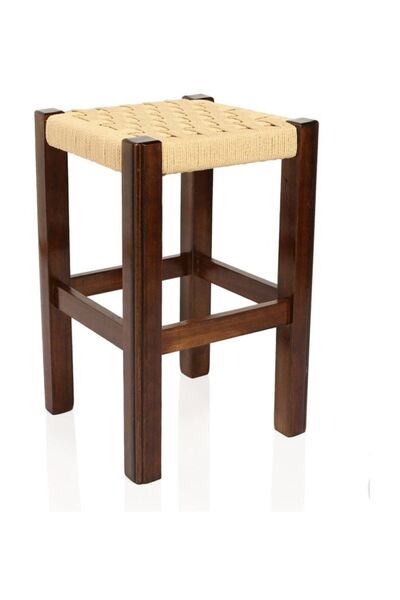 Hyd Ahşap Tabure Hasır El Örmesi 35 Cm Yükseklik