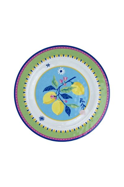 Baci Milano Mamma Mia Set of 6 Lemon Patterned Dinner Plates 28 cm