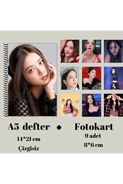 animeandyourworld Jisoo blackpink Defter A5 boyutu + 9 adet fotokart seti