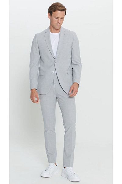 ALTINYILDIZ CLASSICS Ανοιχτό γκρι Slim Fit Seersucker μονοκόμματο κοστούμι