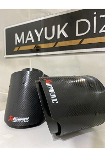 Mayuk Dizayn Akrapovic 100mm Siyah Her Araca Uyumlu Karbonfiber Egzoz Ucu 2 A...