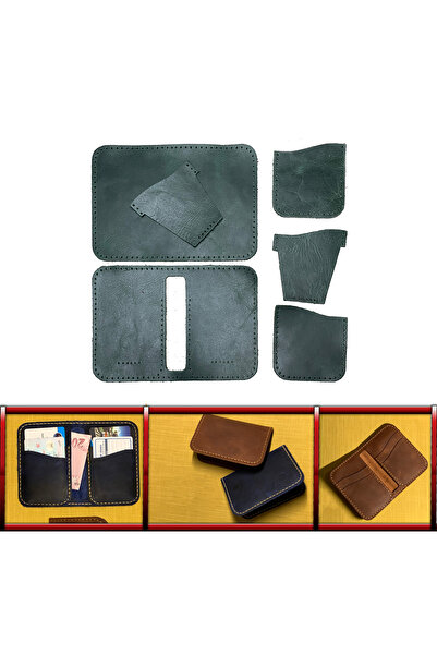 AiryFooT Kendin Yap Hazır Kesim Parça Deri Bifold Dikey Erkek Cüzdan Yapımı I...