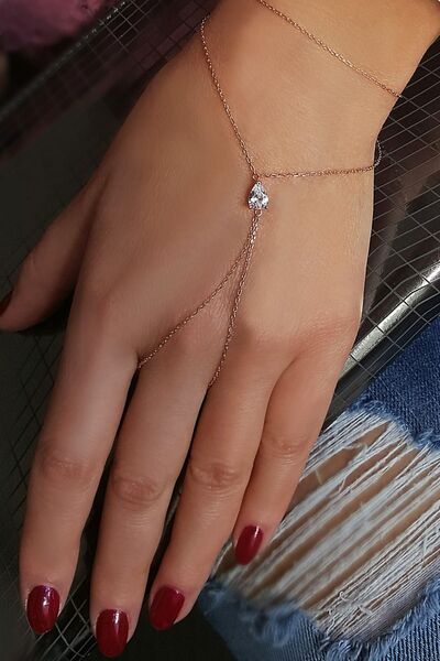 VAOOV Kadın 925 Ayar Gümüş Damla Taşlı Şahmeran Bileklik vsh0053