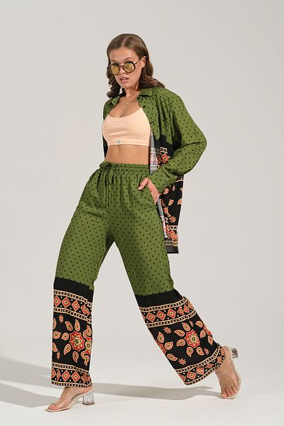 thepery Patterned Viscose Fabric - Comfortable Trousers and Shirt Set