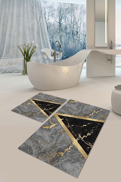 YTR HOME Ψηφιακό τυπωμένο διακοσμητικό σετ πατάκι μπάνιου