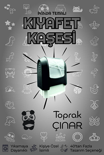 Basamak Panda Figürlü Isimli Öğrenci Kıyafet Kaşesi