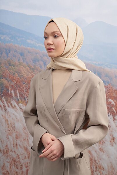 ARMANDA Σάλι με μοτίβο βαμβακερό μονόγραμμα - ανοιχτό μπεζ