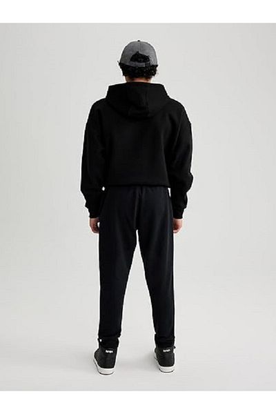 FUNSTYLE Ανδρικό καλοκαιρινό sweat παντελόνι Plus Size Μαύρο - Ελαστικό πόδι, 2 κλωστές