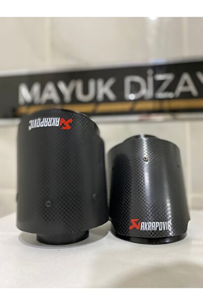 Mayuk Dizayn Akrapovic 100mm Siyah Her Araca Uyumlu Karbonfiber Egzoz Ucu 1 Adet