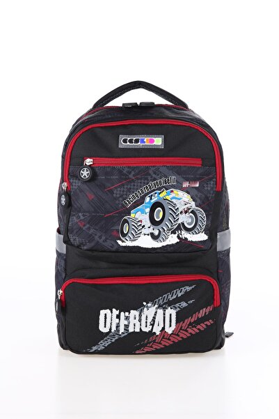 YOUNG 51724 Off Road Okul ve Sırt Çantası + Beslenme Çantası Grey/Red