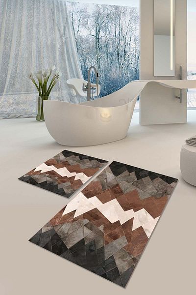 YTR HOME Ψηφιακό τυπωμένο διακοσμητικό σετ πατάκι μπάνιου