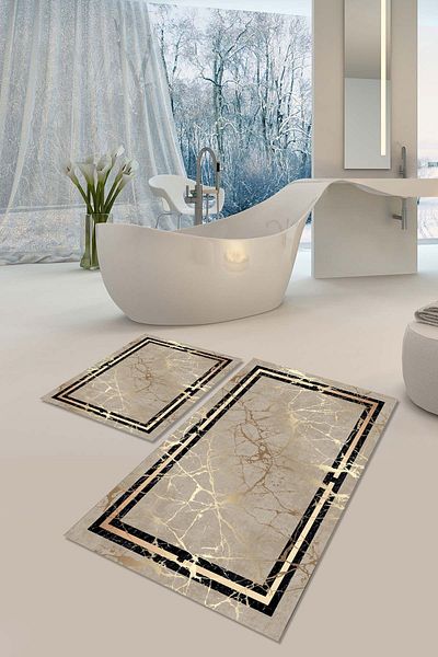 YTR HOME Ψηφιακό τυπωμένο διακοσμητικό σετ πατάκι μπάνιου