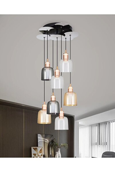 Özcan Aydınlatma 2833-7A-28 Potiri 7'Li Yuvarlak Sarkıt Mixed