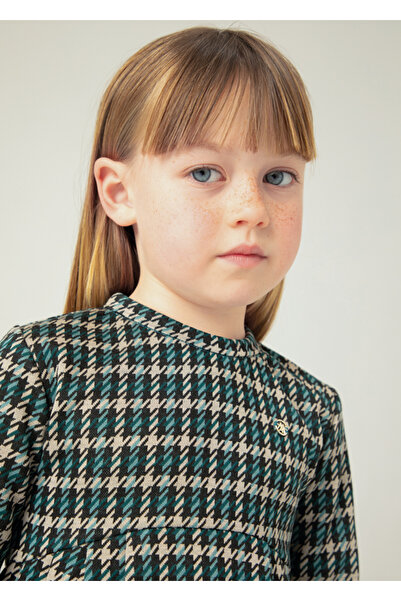 MAYORAL Kız Çocuk Kazayağı Desenli Elbise Yeşil 4928