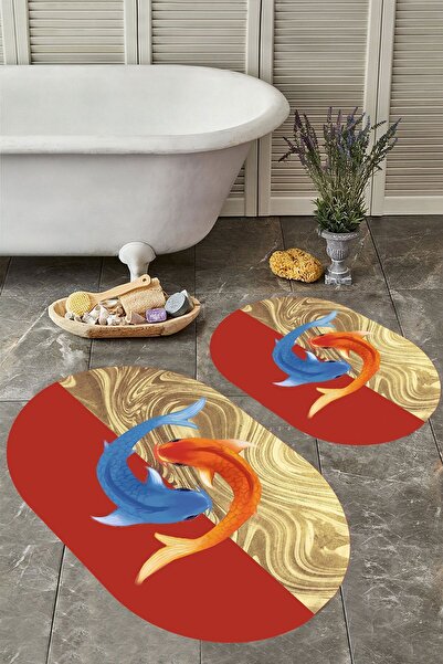 YTR HOME Набір з 2 овальних килимків для ванни з нековзною основою, що миютьс...