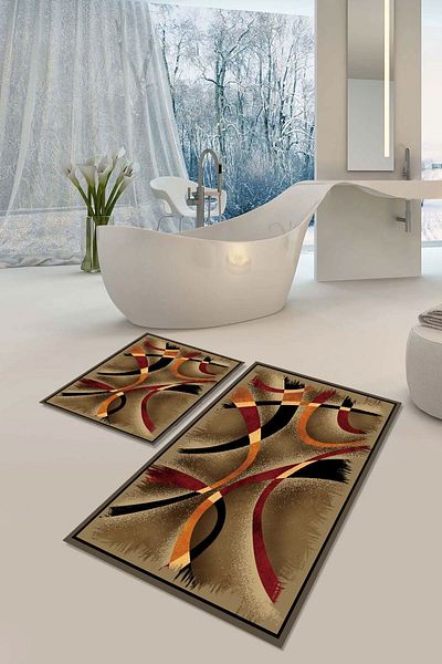 YTR HOME Αντιολισθητική βάση που πλένεται με προστασία από λεκέδες σε σκόνη Σετ 2 Σετ πατάκι μπάνιου λεκάνης τουαλέτας