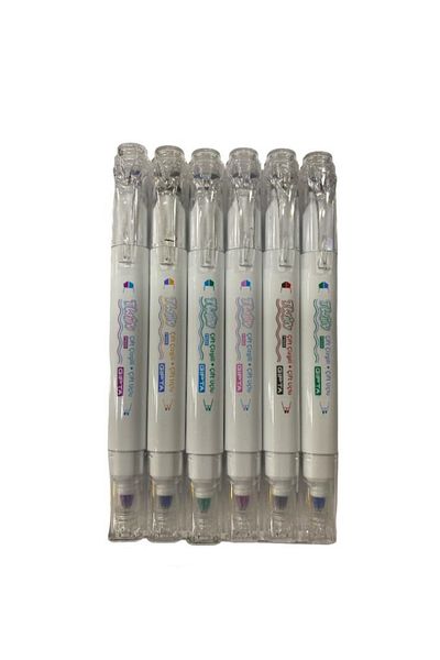 tüftürük 6 Color Double Ended Double Line Highlighter Marker