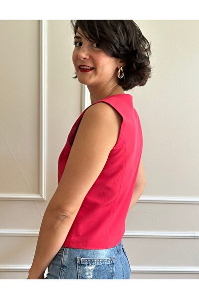 nidistore Women's Candy Pink Short Vest