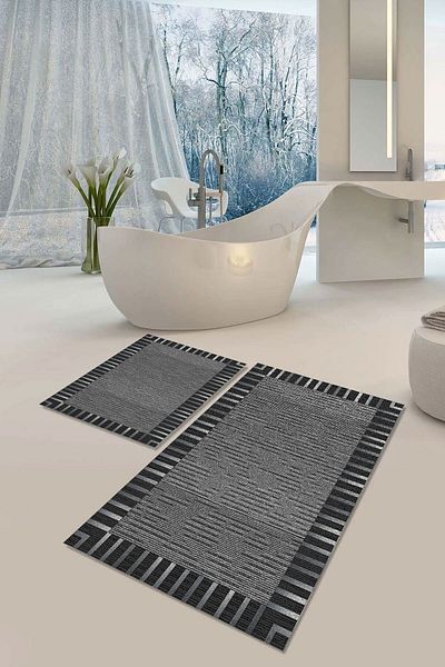 YTR HOME Αντιολισθητική βάση που πλένεται με προστασία από λεκέδες σε σκόνη Σετ 2 Σετ πατάκι μπάνιου λεκάνης τουαλέτας