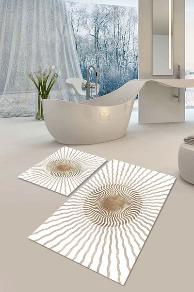 YTR HOME Αντιολισθητική βάση που πλένεται με προστασία από λεκέδες σε σκόνη Σετ 2 Σετ πατάκι μπάνιου λεκάνης τουαλέτας