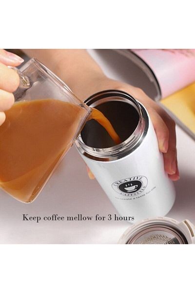 Coffee 380ml White Double Layer Quality Stainless Steel Thermos Cup Thermos 380ml