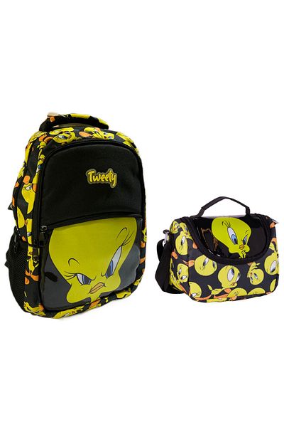 Famebag Tweety Primary and Secondary School School Bag - Lunch Box Set