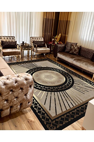 YTR HOME Dijital Baskı Yıkanabilir Kaymaz Taban Dekoratif Salon Mutfak Halısı Yolluk