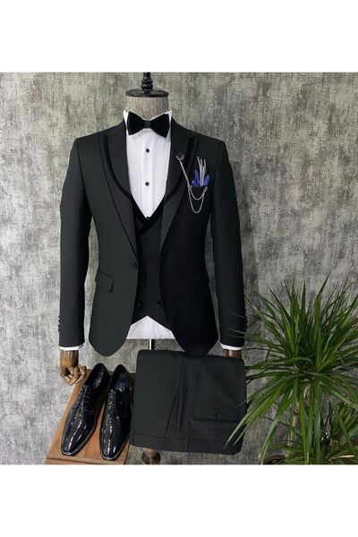 terzi ayhan Slim Fit Siyah Damatlık